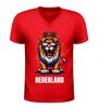 foto 4 Nederland leeuw v-hals t-shirt oranje rood wit print voor EK WK Koningsdag