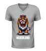 foto 5 Nederland leeuw v-hals t-shirt oranje rood wit print voor EK WK Koningsdag