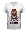 foto 6 Nederland leeuw v-hals t-shirt oranje rood wit print voor EK WK Koningsdag