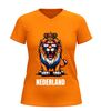 foto 9 Nederland leeuw v-hals t-shirt oranje rood wit print voor EK WK Koningsdag