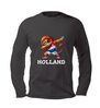 Nederlandse oranje leeuw dab longsleeve shirt met dabbende leeuw in rood wit blauw tenue voor EK WK en koningsdag