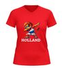 foto 10 Oranje voetbal v-hals shirt EK en WK  leeuw dab pose supporter shirt