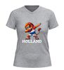 foto 11 Oranje voetbal v-hals shirt EK en WK  leeuw dab pose supporter shirt