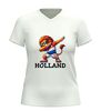 foto 12 Oranje voetbal v-hals shirt EK en WK  leeuw dab pose supporter shirt