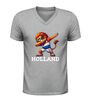 foto 5 Oranje voetbal v-hals shirt EK en WK  leeuw dab pose supporter shirt