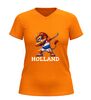 foto 9 Oranje voetbal v-hals shirt EK en WK  leeuw dab pose supporter shirt