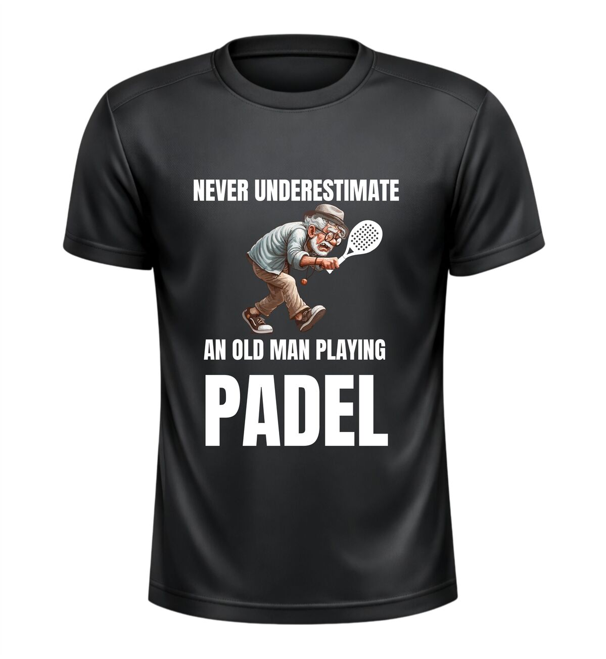 Padel sport shirt heren never underestimate an old ,an playing padel sportief shirt