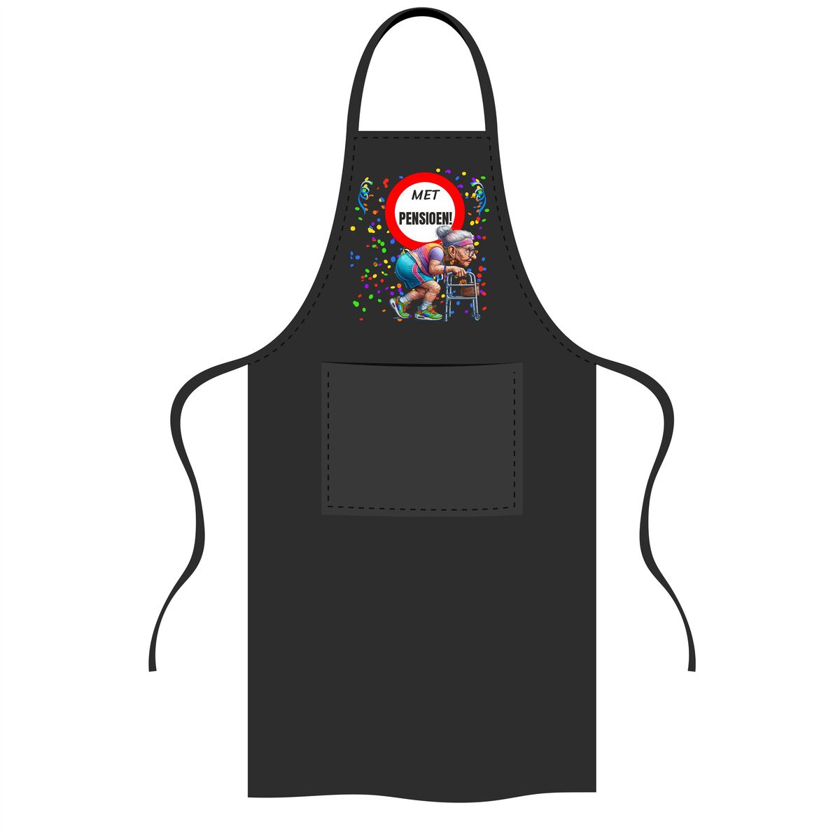 Pensioen cadeau schort humoristische oude vrouw met rollator