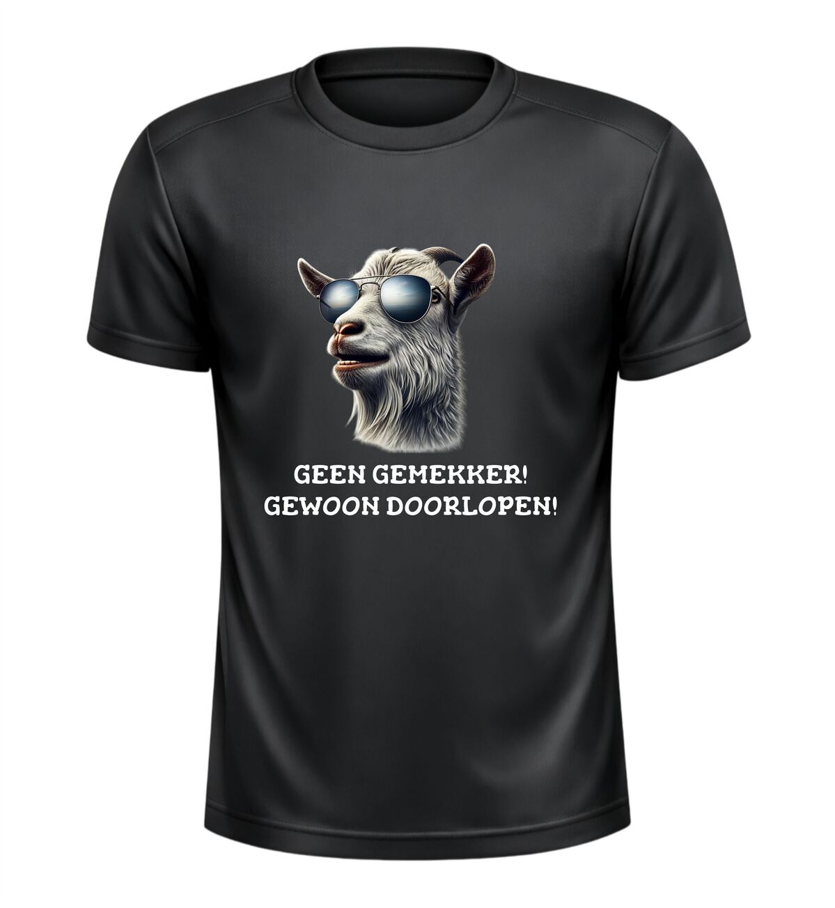 Sportshirt wandel vierdaagse geen gemekker gewoon doorlopen met geit
