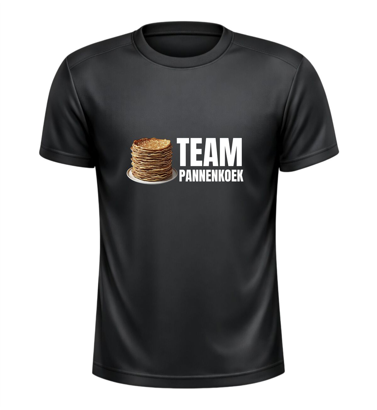 Team pannenkoek sportshirt teamkleding met pannenkoeken print voor zeskamp en toernooien