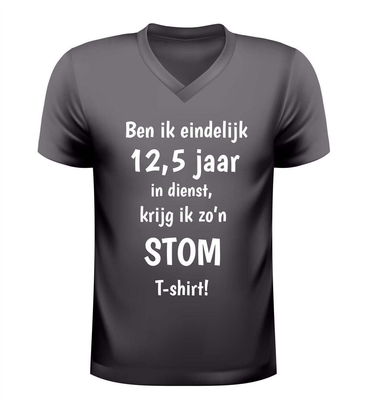 V-hals jubileum shirt 12,5 jaar in dienst grappig cadeau