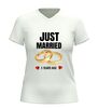 foto 12 V-hals shirt just married 5 years ago met trouwringen grappig jubileum t shirt