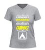 foto 11 V-hals shirt met tekst ik hoef niet naar de psycholoog ik moet gewoon naar de camping