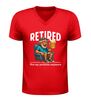 foto 4 V-hals shirt officially retired not my problem anymore grappig pensioen t-shirt met man en bier