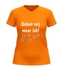 foto 9 V hals shirt schiet mij maar lek met kogelgaten print  stoer statement t-shirt