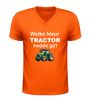 foto 3 V hals Shirt welke kleur tractor hedde gij? grappig boeren t-Shirt met tractor afbeelding
