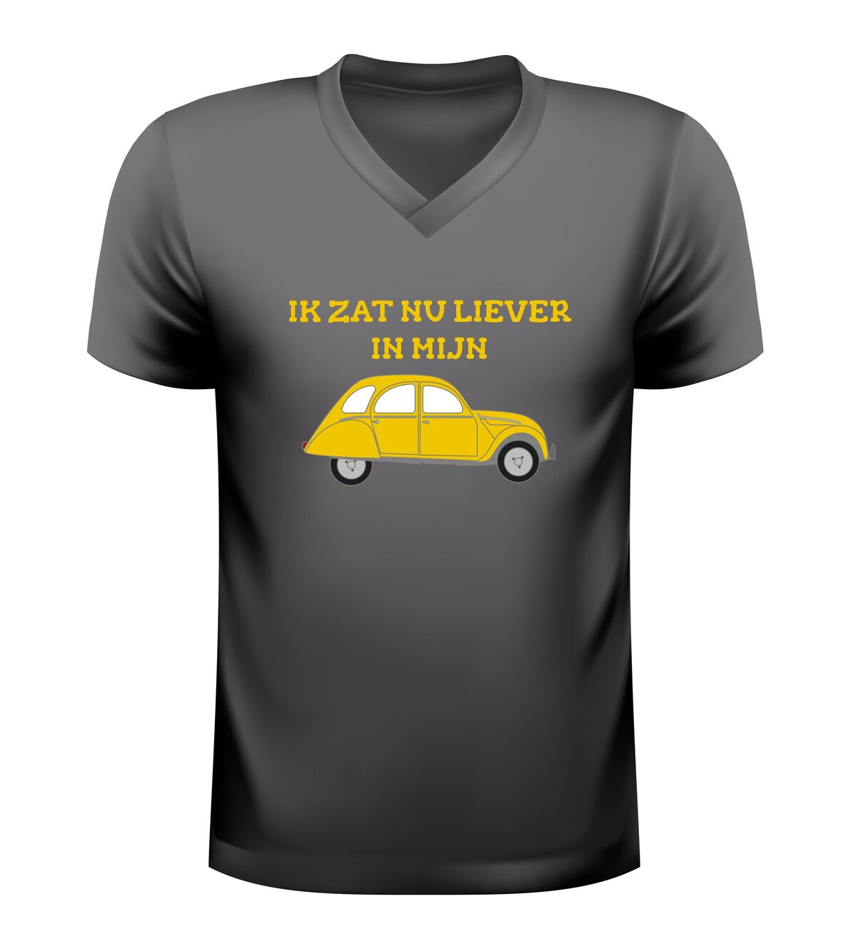 V hals t-shirt Citroën 2CV  ik zat nu liever in mijn eendje deux chevaux liefhebbers Shirt