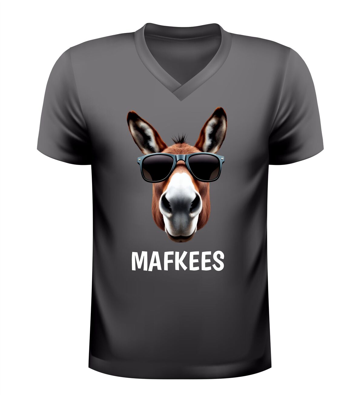 V-hals t-Shirt heren mafkees lollige ezel met zonnebril print