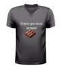 foto 1 V hals t-shirt ik kan er geen chocolade van maken met chocolade afbeelding grappig Tekst Shirt