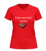 foto 10 V hals t-shirt ik kan er geen chocolade van maken met chocolade afbeelding grappig Tekst Shirt