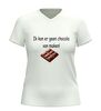 foto 12 V hals t-shirt ik kan er geen chocolade van maken met chocolade afbeelding grappig Tekst Shirt