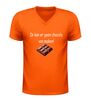 foto 3 V hals t-shirt ik kan er geen chocolade van maken met chocolade afbeelding grappig Tekst Shirt