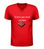 foto 4 V hals t-shirt ik kan er geen chocolade van maken met chocolade afbeelding grappig Tekst Shirt