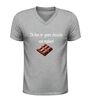 foto 5 V hals t-shirt ik kan er geen chocolade van maken met chocolade afbeelding grappig Tekst Shirt