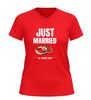 foto 10 V hals t-Shirt just married 10 years ago met trouwringen grappig jubileum Shirt 10 Jaar Getrouwd