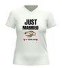 foto 12 V hals t-Shirt just married 10 years ago met trouwringen grappig jubileum Shirt 10 Jaar Getrouwd