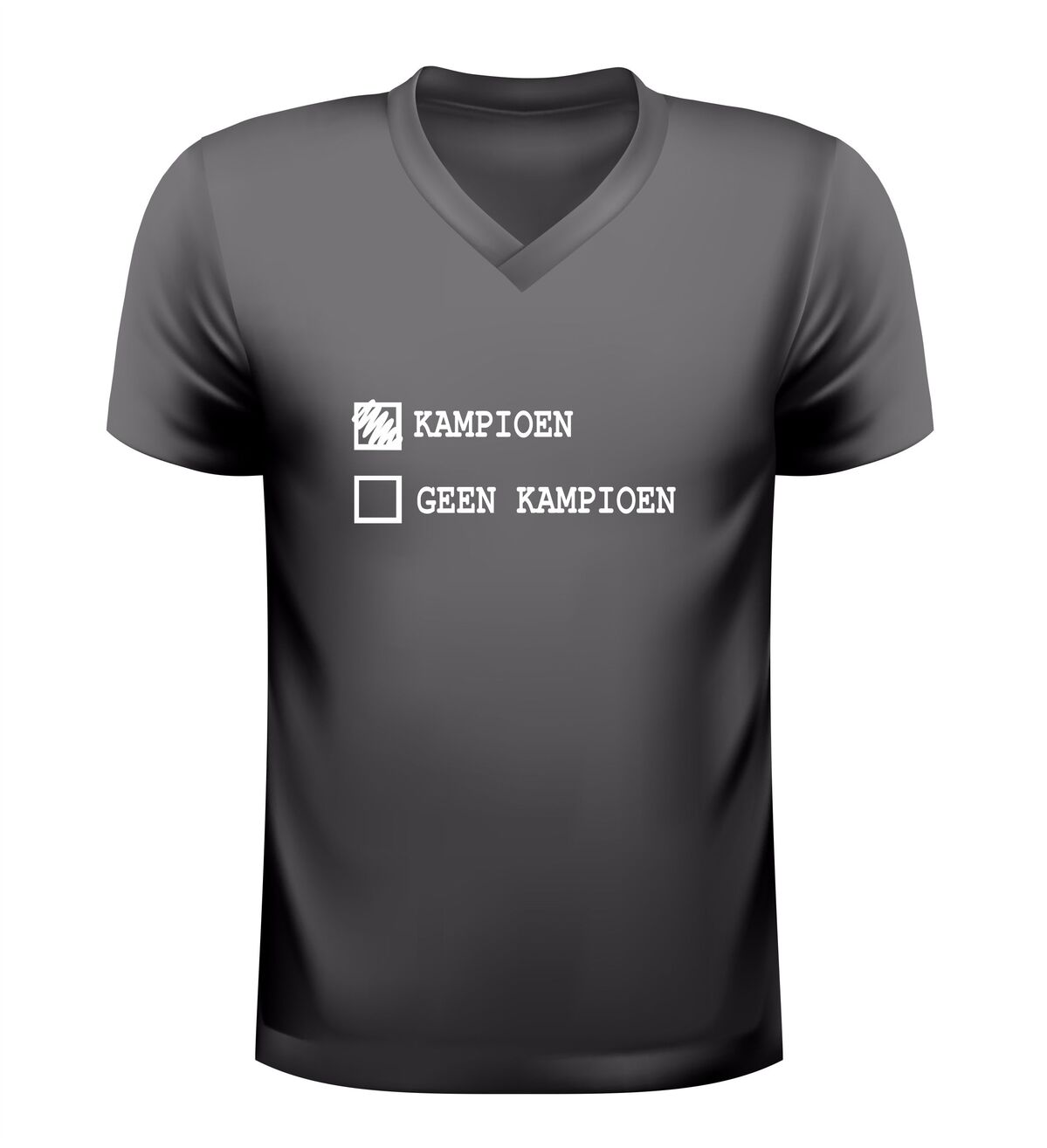 V-hals t-shirt kampioen humor shirt origineel kampioenen shirt