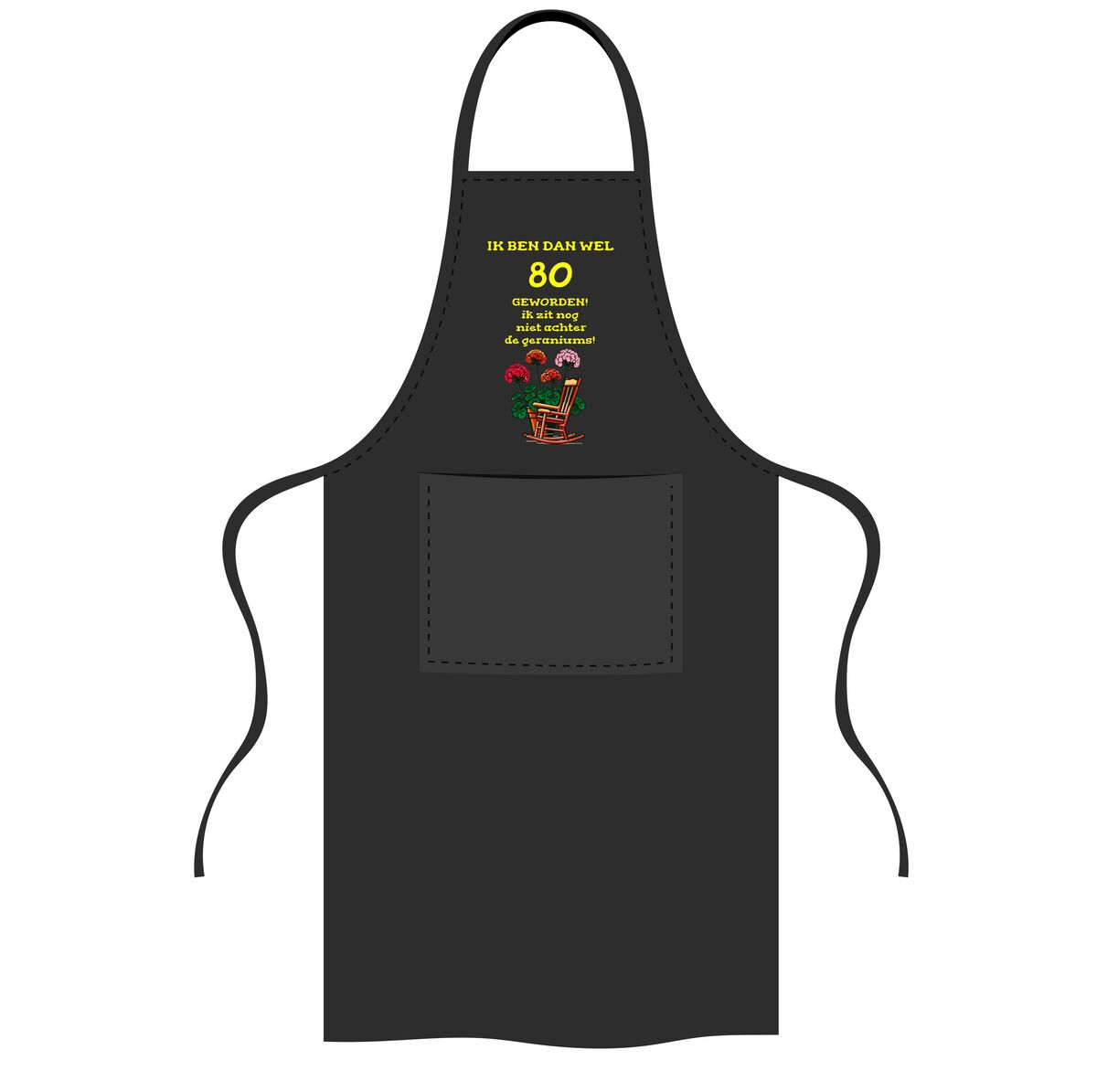 80 jaar schort nog lang niet achter de geraniums met geraniums afbeelding