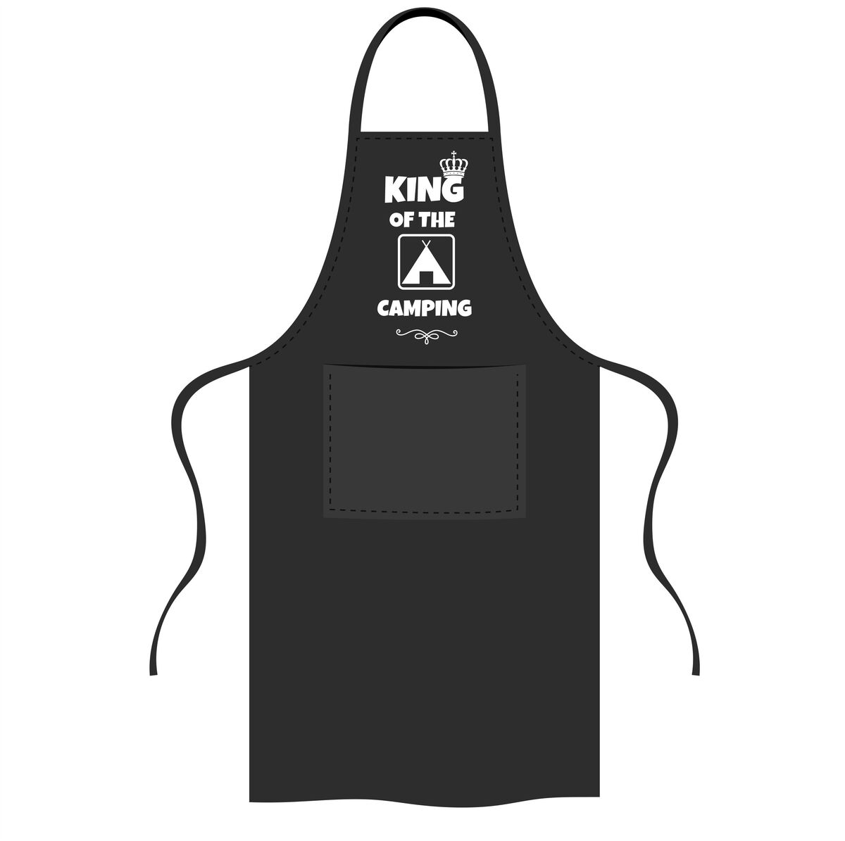 Camping bbq schort met tekst king of the camping origineel cadeau voor kampeerders