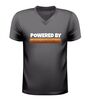 Powered by frikandel v hals shirt grappig Nederlands snack t-shirt met frikandel afbeelding