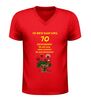 foto 4 V hals 70 jaar shirt nog lang niet achter de geraniums verjaardag t-shirt