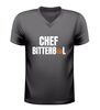 V hals shirt chef bitterbal met bitterbal afbeelding grappig horeca en snackliefhebber t-shirt