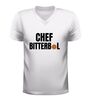 foto 6 V hals shirt chef bitterbal met bitterbal afbeelding grappig horeca en snackliefhebber t-shirt