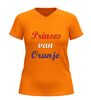 foto 3 Dames v hals t-shirt prinses van oranje rood wit blauw tekst koningsdag shirt Nederland fan shirt