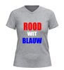 foto 11 V-hals shirt rood wit blauw stijlvol shirt met tekst in Nederlandse kleuren