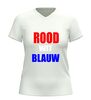 foto 12 V-hals shirt rood wit blauw stijlvol shirt met tekst in Nederlandse kleuren