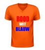 foto 3 V-hals shirt rood wit blauw stijlvol shirt met tekst in Nederlandse kleuren