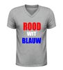 foto 5 V-hals shirt rood wit blauw stijlvol shirt met tekst in Nederlandse kleuren