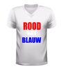 foto 6 V-hals shirt rood wit blauw stijlvol shirt met tekst in Nederlandse kleuren