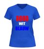 foto 8 V-hals shirt rood wit blauw stijlvol shirt met tekst in Nederlandse kleuren