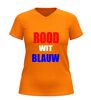 foto 9 V-hals shirt rood wit blauw stijlvol shirt met tekst in Nederlandse kleuren