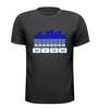 foto 1 dj t-shirt equalizer en play en stop pauze button in twee kleuren blauw