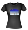 foto 2 dj t-shirt equalizer en play en stop pauze button in twee kleuren blauw
